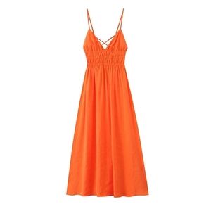 Zara Orange Midi Dress Backless S / Excellent Condition